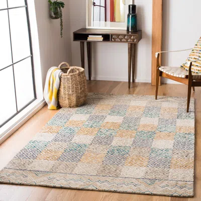 Safavieh Aspen Hand Made Area Rug, Blue / Gold Bohemian Style Non-shedding In Neutral