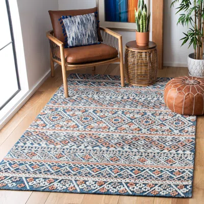Safavieh Aspen Hand Made Area Rug, Blue / Orange Bohemian Style Non-shedding