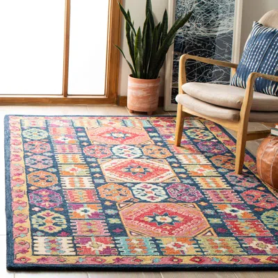 Safavieh Aspen Hand Made Area Rug, Blue / Red Bohemian Style Non-shedding In Multi