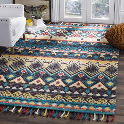 Safavieh Aspen Hand Made Area Rug, Blue / Red Bohemian Style Non-shedding In Multi