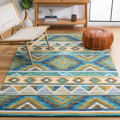 Safavieh Aspen Hand Made Area Rug, Blue / Yellow Bohemian Style Non-shedding In Multi