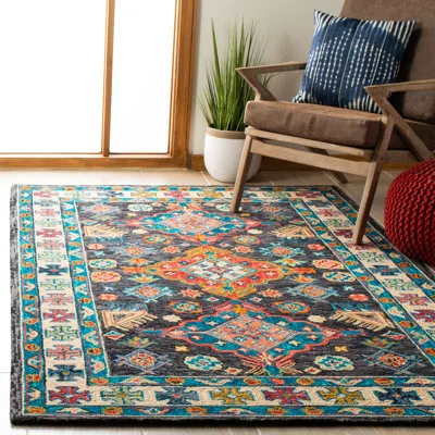 Safavieh Aspen Hand Made Area Rug, Charcoal / Blue Traditional Style Non-shedding In Multi