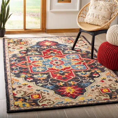 Safavieh Aspen Hand Made Area Rug, Charcoal / Cream Traditional Style Non-shedding In Multi