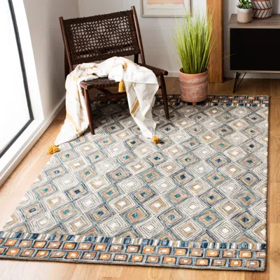 Safavieh Aspen Hand Made Area Rug, Green / Gold Bohemian Style Non-shedding In Gray