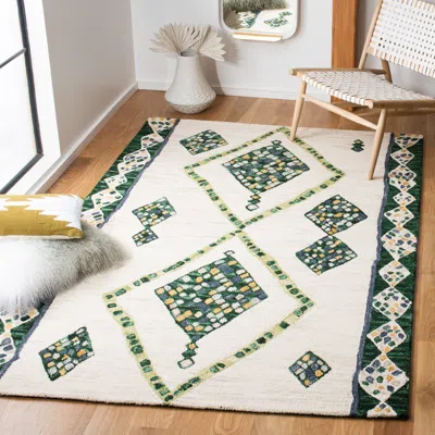 Safavieh Aspen Hand Made Area Rug, Green / Ivory Bohemian Style Non-shedding