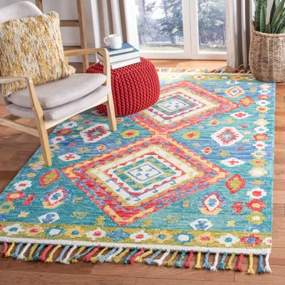 Safavieh Aspen Hand Made Area Rug, Green / Red Bohemian Style Non-shedding In Multi