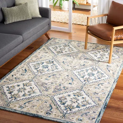 Safavieh Aspen Hand Made Area Rug, Grey / Ivory Traditional Style Non-shedding In Blue