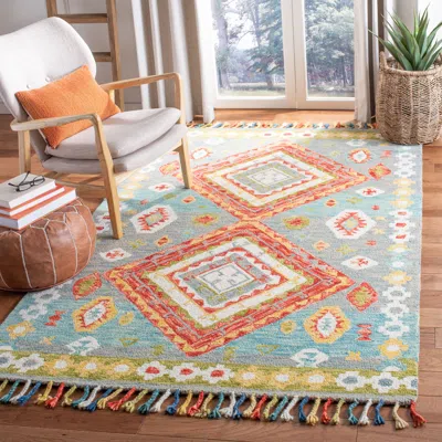 Safavieh Aspen Hand Made Area Rug, Grey / Red Bohemian Style Non-shedding In Multi
