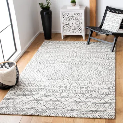 Safavieh Aspen Hand Made Area Rug, Ivory / Black Bohemian Style Non-shedding In Gray