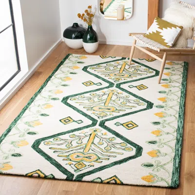 Safavieh Aspen Hand Made Area Rug, Ivory / Yellow Bohemian Style Non-shedding In Green