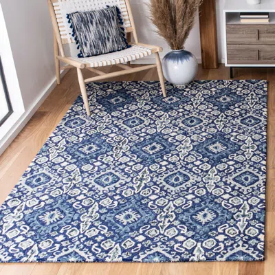 Safavieh Aspen Hand Made Area Rug, Navy / Beige Traditional Style Non-shedding