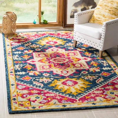 Safavieh Aspen Hand Made Area Rug, Navy / Fuchsia Traditional Style Non-shedding