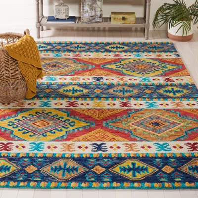 Safavieh Aspen Hand Made Area Rug, Navy / Ivory Bohemian Style Non-shedding