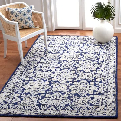 Safavieh Aspen Hand Made Area Rug, Navy / Ivory Traditional Style Non-shedding