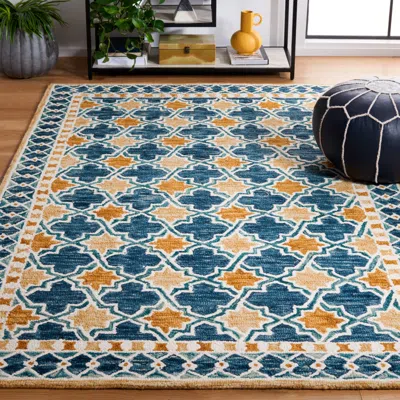 Safavieh Aspen Hand Made Area Rug, Navy / Yellow Bohemian Style Non-shedding