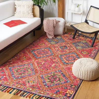 Safavieh Aspen Hand Made Area Rug, Red / Blue Bohemian Style Non-shedding