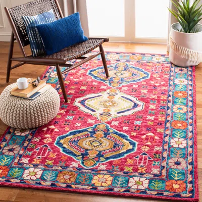 Safavieh Aspen Hand Made Area Rug, Red / Blue Bohemian Style Non-shedding