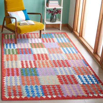 Safavieh Aspen Hand Made Area Rug, Red / Blue Bohemian Style Non-shedding