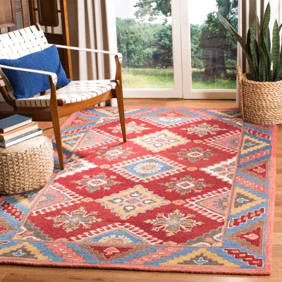 Safavieh Aspen Hand Made Area Rug, Red / Blue Traditional Style Non-shedding