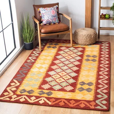 Safavieh Aspen Hand Made Area Rug, Red / Gold Bohemian Style Non-shedding