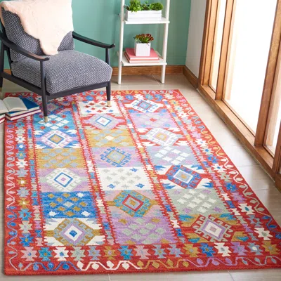 Safavieh Aspen Hand Made Area Rug, Red / Ivory Bohemian Style Non-shedding In Multi