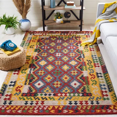 Safavieh Aspen Hand Made Area Rug, Red / Yellow Bohemian Style Non-shedding In Multi