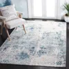 Safavieh Aston Machine Made Area Rug, Ivory / Blue Contemporary Style Easy Care In Blue