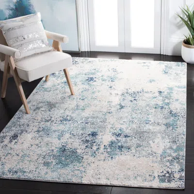 Safavieh Aston Machine Made Area Rug, Ivory / Blue Contemporary Style Easy Care