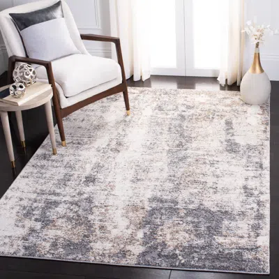 Safavieh Aston Machine Made Area Rug, Ivory / Grey Contemporary Style Easy Care In Gray