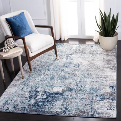 Safavieh Aston Machine Made Area Rug, Light Blue / Grey Contemporary Style Easy Care