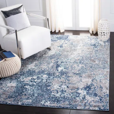 Safavieh Aston Machine Made Area Rug, Navy / Grey Contemporary Style Easy Care
