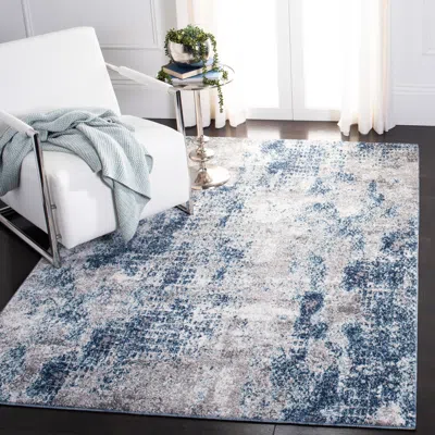 Safavieh Aston Machine Made Area Rug, Navy / Grey Contemporary Style Easy Care