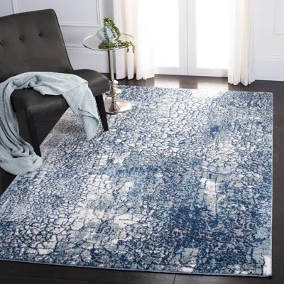Safavieh Aston Machine Made Area Rug, Navy / Grey Contemporary Style Easy Care