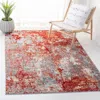 Safavieh Aston Machine Made Area Rug, Red / Grey Contemporary Style Easy Care In Red