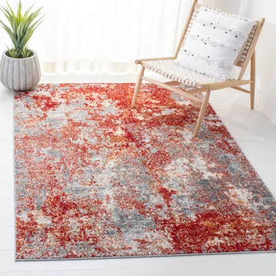 Safavieh Aston Machine Made Area Rug, Red / Grey Contemporary Style Easy Care