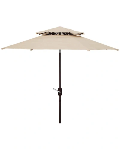 Safavieh Athens 9ft Dbletop Umbrella In Beige