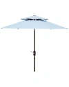 Safavieh Athens 9ft Dbletop Umbrella In Blue