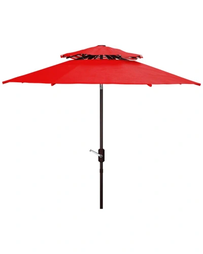 Safavieh Athens 9ft Dbletop Umbrella In Red