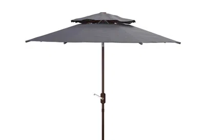 Safavieh Athens 9ft Double Top Crank Umbrella In Gray