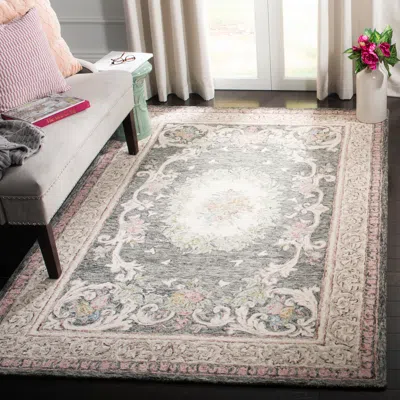Safavieh Aubusson Hand Made Area Rug, Ivory / Charcoal Traditional Style Non-shedding
