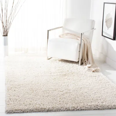Safavieh August Shag Machine Made Area Rug, Ivory Shag / Flokati Style Easy Care In Neutral