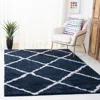 Safavieh August Shag Machine Made Area Rug, Navy / Ivory Shag / Flokati Style Easy Care