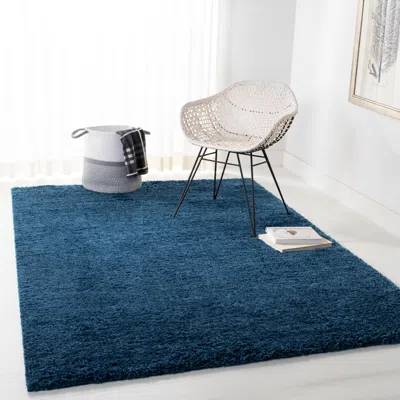Safavieh August Shag Machine Made Area Rug, Navy Shag / Flokati Style Easy Care