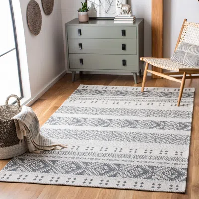 Safavieh Augustine Machine Made Area Rug, Anthracite / Cream Bohemian Style Easy Care In Gray