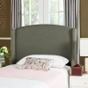 Safavieh Austin Grey Winged Linen Headboard Silver Nail Heads