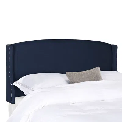 Safavieh Austin Navy Linen Headboard -queen Size In Navy/silver