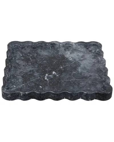 Safavieh Ava Marble Scalloped Tray In Black