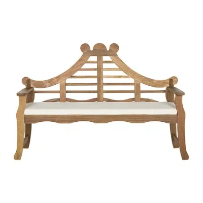 Safavieh Azusa Carved Detail Wood Patio Bench In Sand