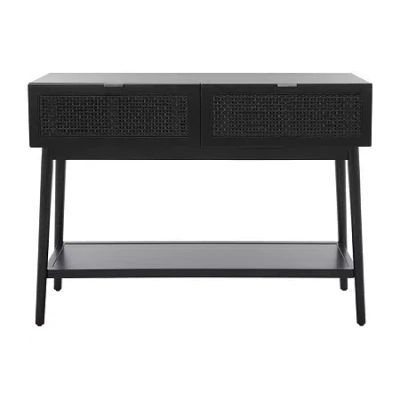Safavieh Baisley Storage 2-drawer Rattan Console Table In Black