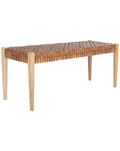 Safavieh Bandelier Leather Weave Bench In Brown